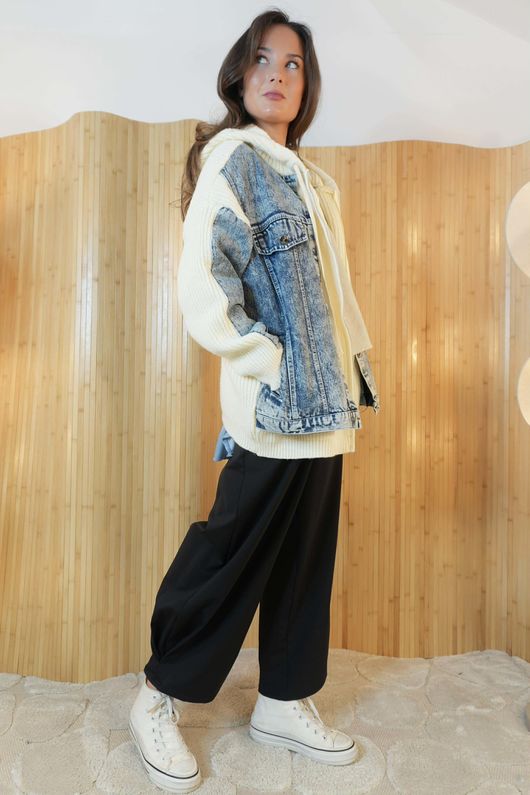 Tribeca Knit Bomber Jacket Denim Ecru /18=